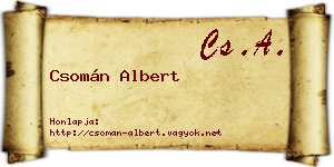 Csomán Albert névjegykártya
