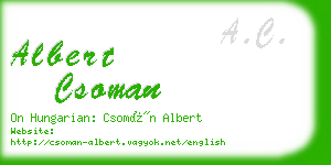 albert csoman business card